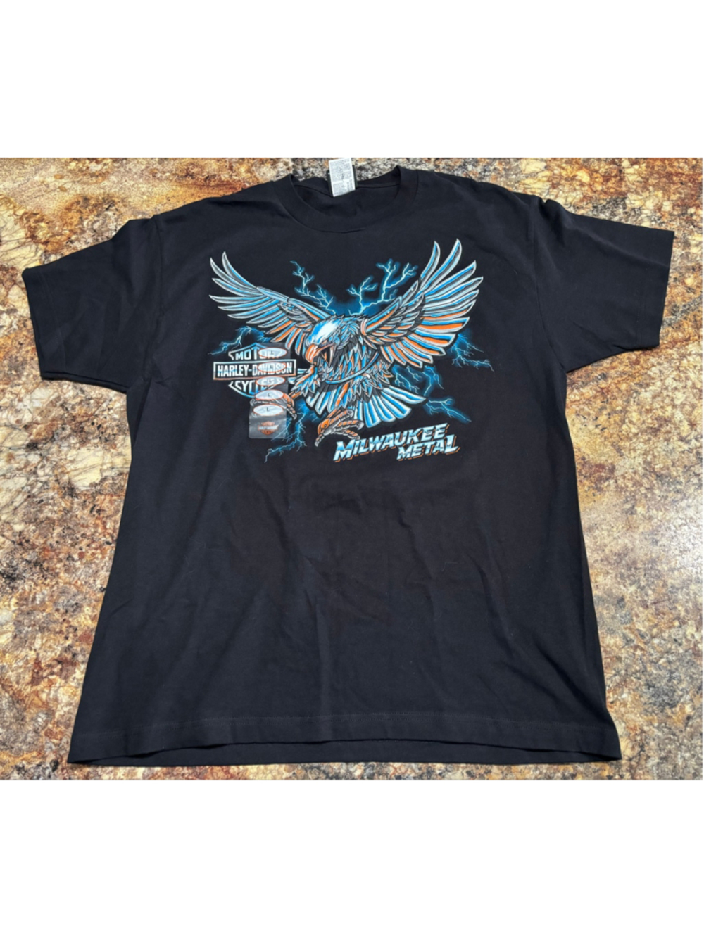 Harley-Davidson Milwaukee Metal Eagle Route 66 Tulsa T-Shirt Black Large